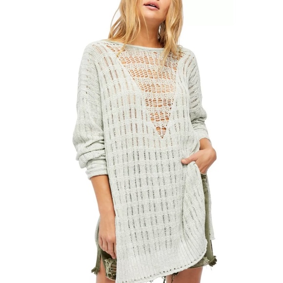Free People Pretty In Pointelle Pullover Sweater XS - Picture 2 of 11